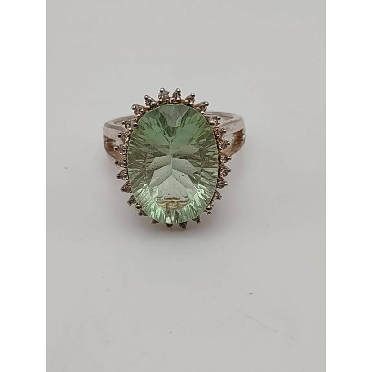 Tgoc Sterling Green Amethyst Cocktail Ring Sz 9